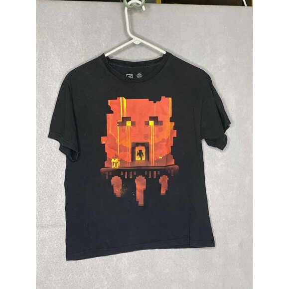 Minecraft Jinx Creeper Boys L Black T Shirt Mojang Graphic Cotton Gaming Apparel - Picture 1 of 3